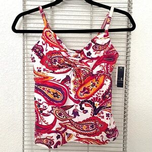 Land’s End Beach Living Paisley Adjustable Tankini Bathing Suit Top